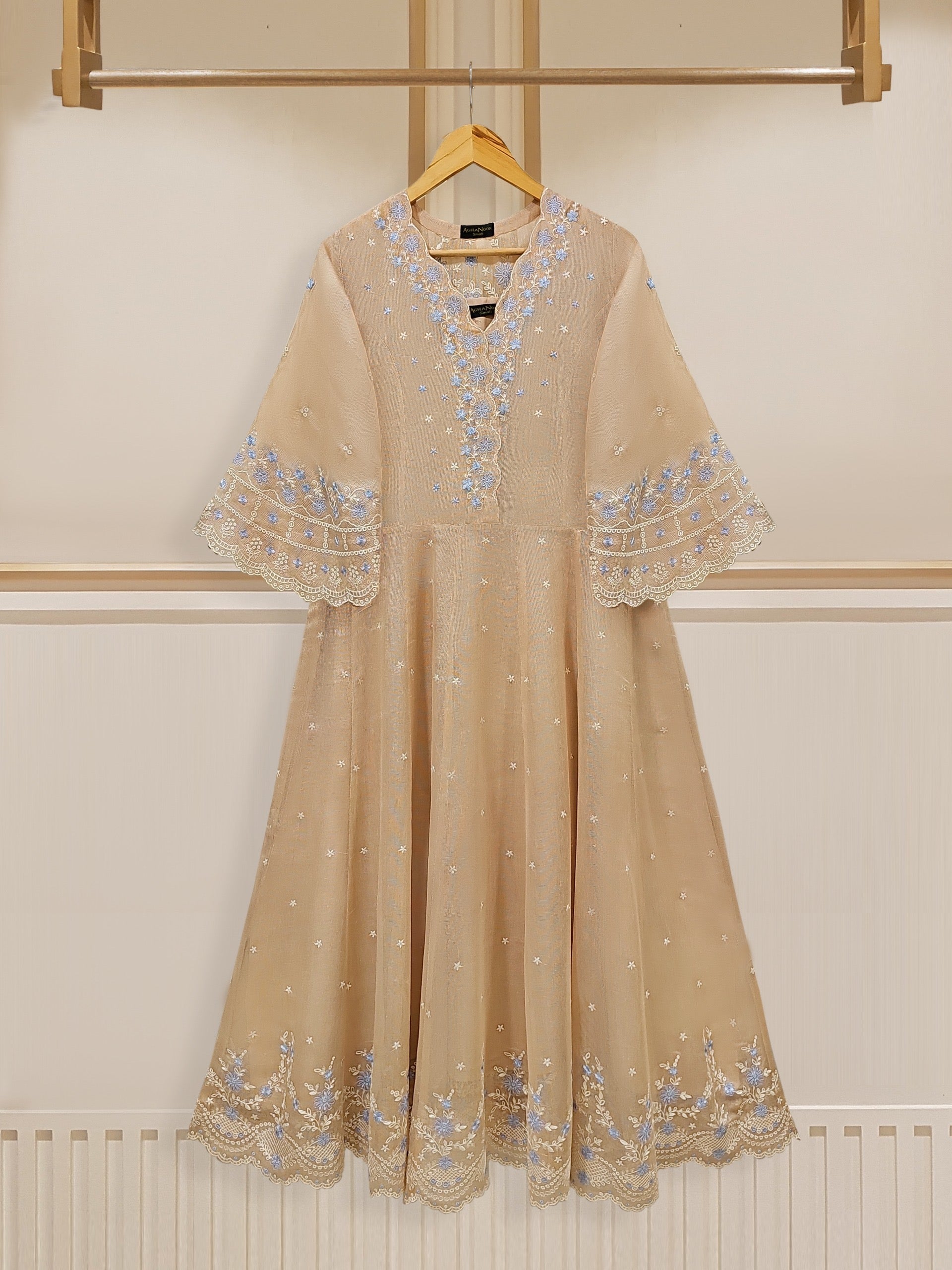 2 Piece - Pure Cotton Net Embroidered Frock S109633 Aghanoorinternational 2 Piece - Pure Cotton Net Embroidered Frock S109633 Aghanoorinternational