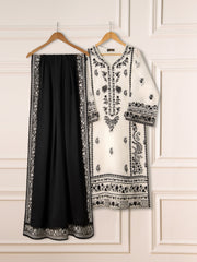 3 Piece- Pure Cotton Net Embroidered Suit S111205