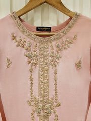 2 Piece- Pure Silk Net Embroidered Suit S111478
