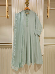 3 Piece - Pure Cotton Net Embroidered Suit S111353