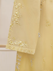 3 Piece - Pure Cotton Net Embroidered Suit S110259