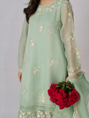 3 Piece - Pure Cotton Net Embroidered Suit S110331