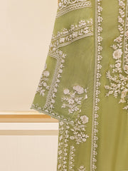 3 Piece - Pure Cotton Net Embroidered Suit S109368