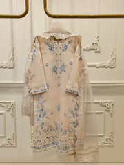 3 Piece - Pure Organza Embroidered Suit S111627