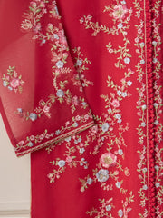 3 Piece - Pure Organza Embroidered Suit S110835