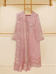 3 Piece - Pure Organza Embroidered Suit S109310