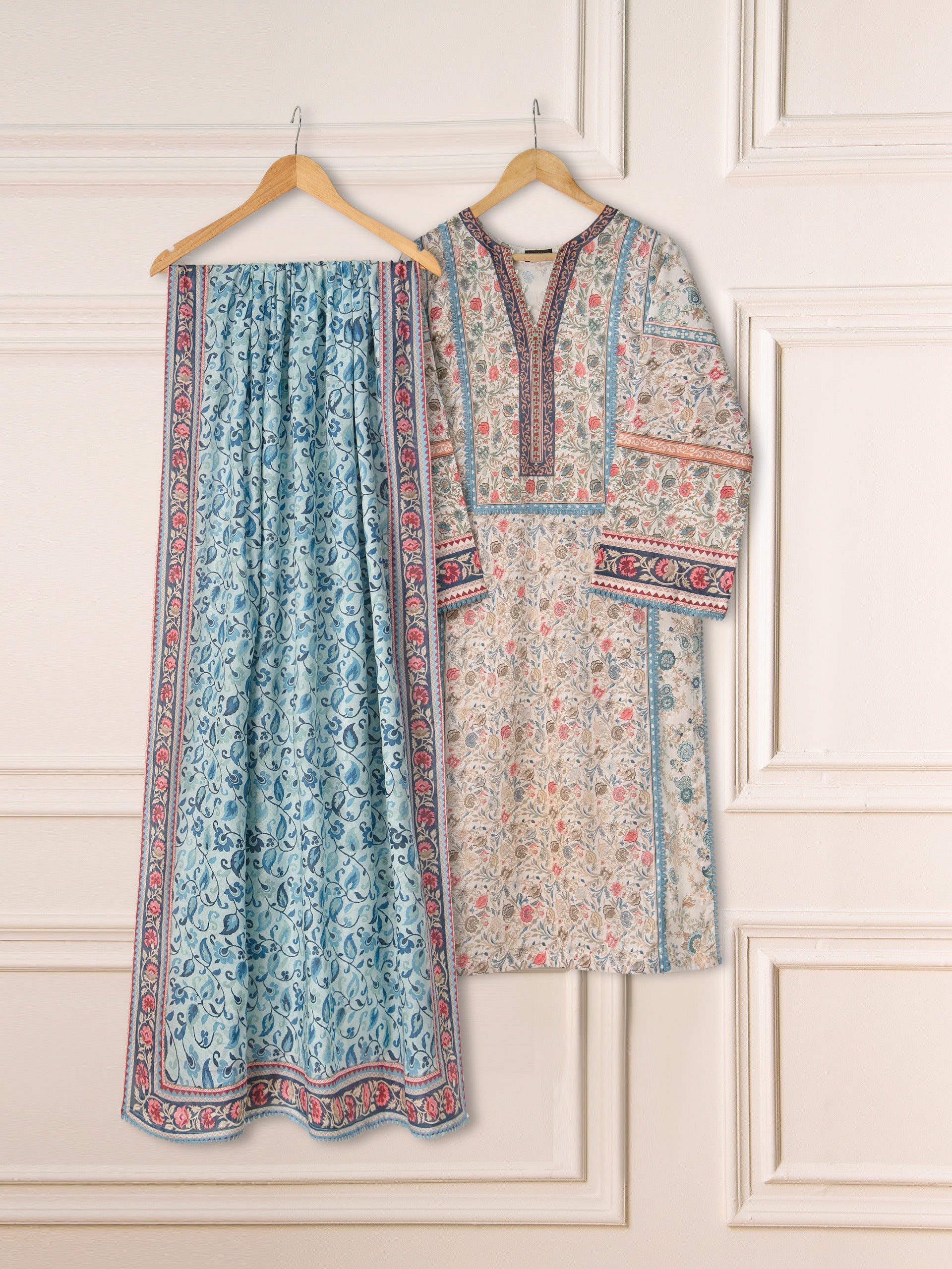 2PC- Unstitched Digital Printed Cambric Suit PW3337