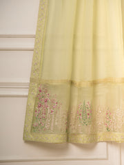 3 Piece - Pure Organza Embroidered Suit S111544