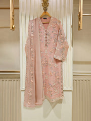 2 Piece - Pure Chiffon Embroidered Suit S111350