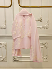 3 Piece - Pure Embroidered Cotton Net Suit S111956