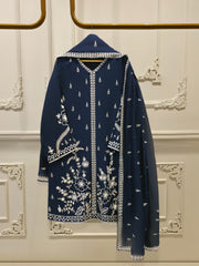 3 Piece - Pure Embroidered Cotton Net Suit S112318