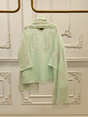 3 Piece - Pure Embroidered Cotton Net Suit S112378