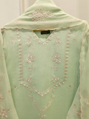 3 Piece - Pure Embroidered Cotton Net Suit S112378
