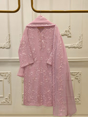 3 Piece - Pure Chiffon Embroidered Suit S112560