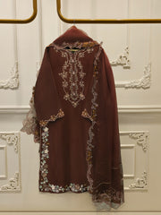 3 Piece- Pure Embroidered Sheesha Silk Suit S112969