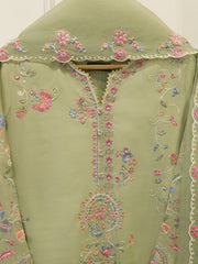 3 Piece- Pure Khaddi Silk Embroidered Suit S112972
