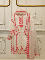 3 Piece - Pure Organza Embroidered Suit S113025
