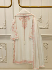 3 Piece - Pure Embroidered Cotton Net Suit S113128