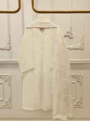 3 Piece - Pure Embroidered Cotton Net Suit S113438