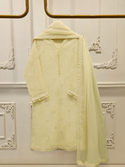 3 Piece - Pure Embroidered Cotton Net Suit S113493