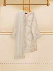 3 Piece - Pure Cotton Net Embroidered Suit S109517