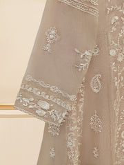 3 Piece - Pure Cotton Net Embroidered Frock S109521