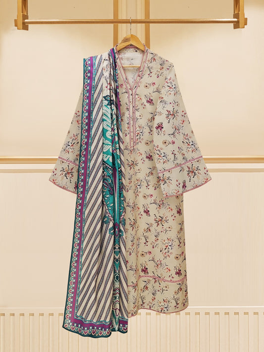 (Unstitched) 3 Piece - Pure Printed Cambric Suit FF-2146