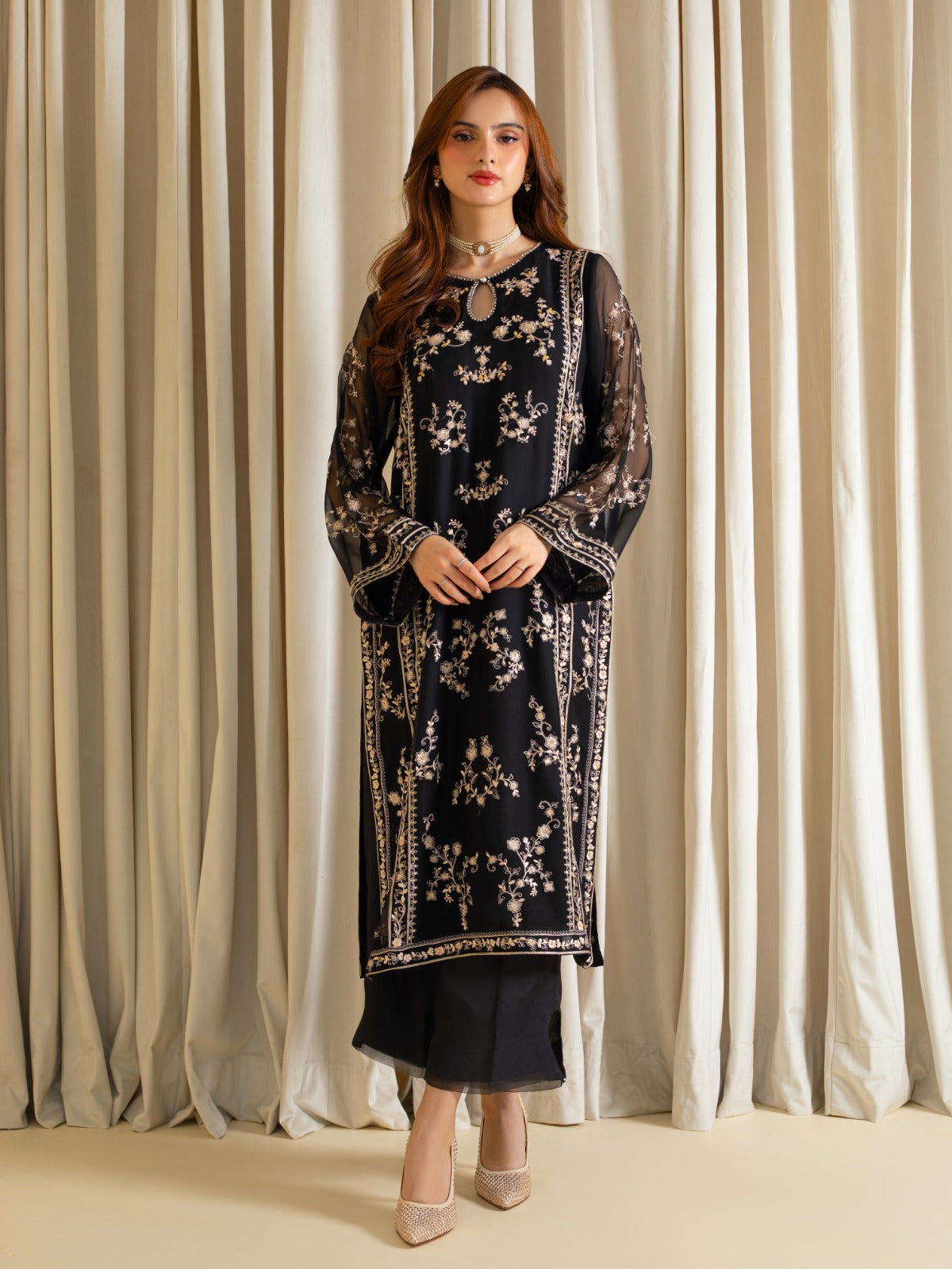 2 Piece - Embroidered Chiffon Suit S109839 Aghanoorinternational 2 Piece - Embroidered Chiffon Suit S109839 Aghanoorinternational