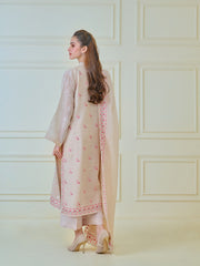 3 Piece - Pure Cotton Net Embroidered Suit S110021