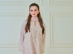 3 Piece - Pure Cotton Net Embroidered Suit S110021