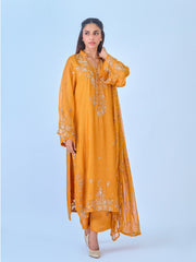 3 Piece - Pure Cotton Net Embroidered Suit S109935