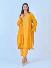 3 Piece- Pure Silk Net Embroidered Suit S109938