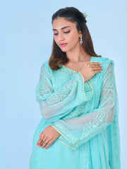 3 Piece - Embroidered Chiffon Suit S109940