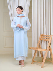 3 Piece - Pure Cotton Net Embroidered Suit S110074