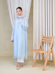 3 Piece - Pure Cotton Net Embroidered Suit S110074