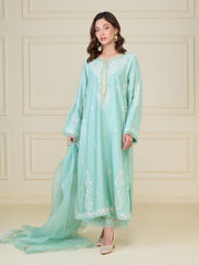 2 Piece- Pure Silk Net Embroidered Suit S110107