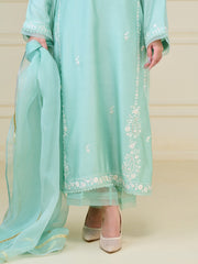 2 Piece- Pure Silk Net Embroidered Suit S110107