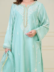 2 Piece- Pure Silk Net Embroidered Suit S110107