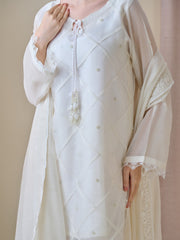 3 Piece - Pure Cotton Net Embroidered Suit S110151