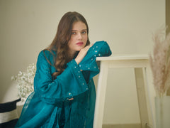 3 Piece - Pure Embroidered Raw Silk Suit S110132