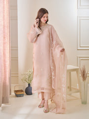 3 Piece - Pure Organza Embroidered Suit S110135