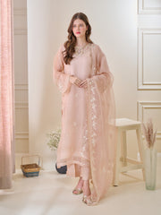 3 Piece - Pure Organza Embroidered Suit S110135