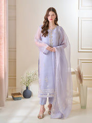 3 Piece - Pure Organza Embroidered Suit S110143