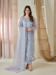 3 Piece - Pure Organza Embroidered Suit S110173