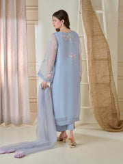 3 Piece - Pure Organza Embroidered Suit S110173