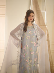 3 Piece - Pure Organza Embroidered Suit S110173