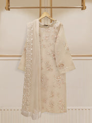 3 Piece - Pure Organza Embroidered Suit S110177