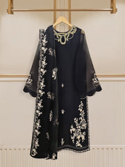 3 Piece - Pure Organza Embroidered Suit S110164