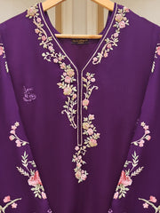 3 Piece - Pure Embroidered Raw Silk Suit S110153