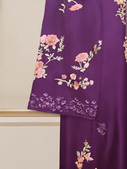 3 Piece - Pure Embroidered Raw Silk Suit S110153